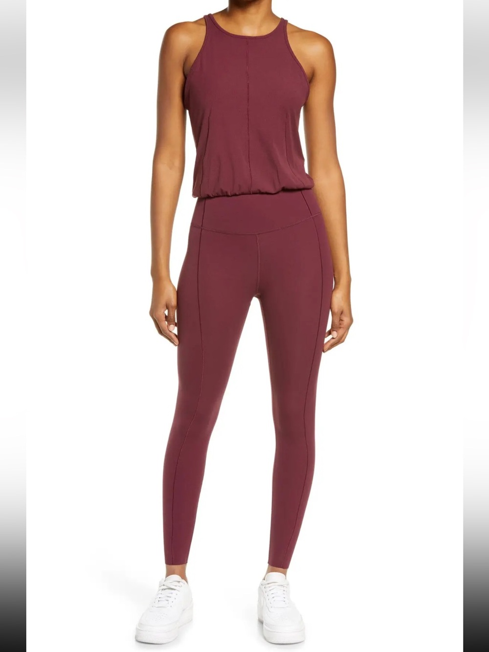 New Nike Dri-Fit Yoga Jumpsuit in Night Maroon / Dark Beetroot Size XS $110